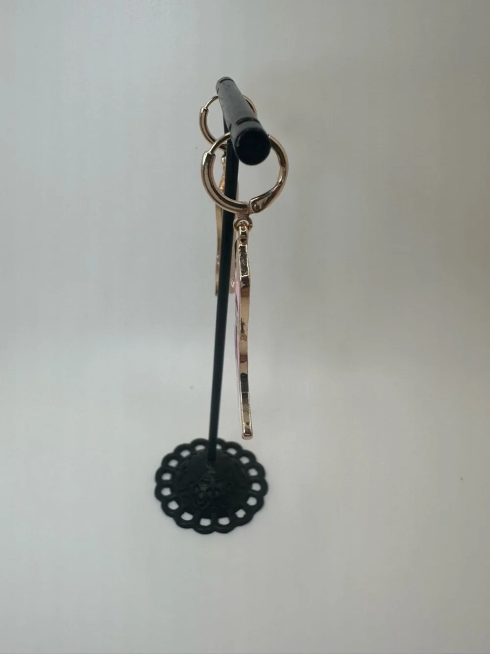 Pink & White 'Yee Haw' Cowboy Boot Earrings - Picture 2 of 3